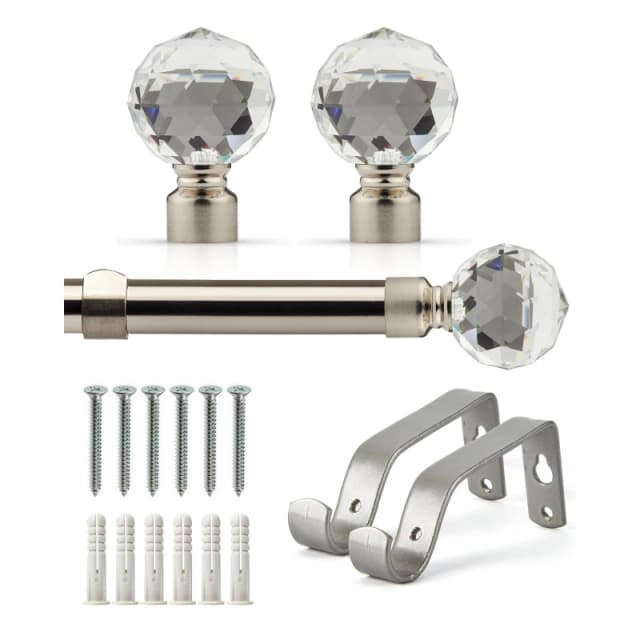 Emma Barclay Curtain Pole Extendable Crystal Brushed Silver unisex 120-210cm