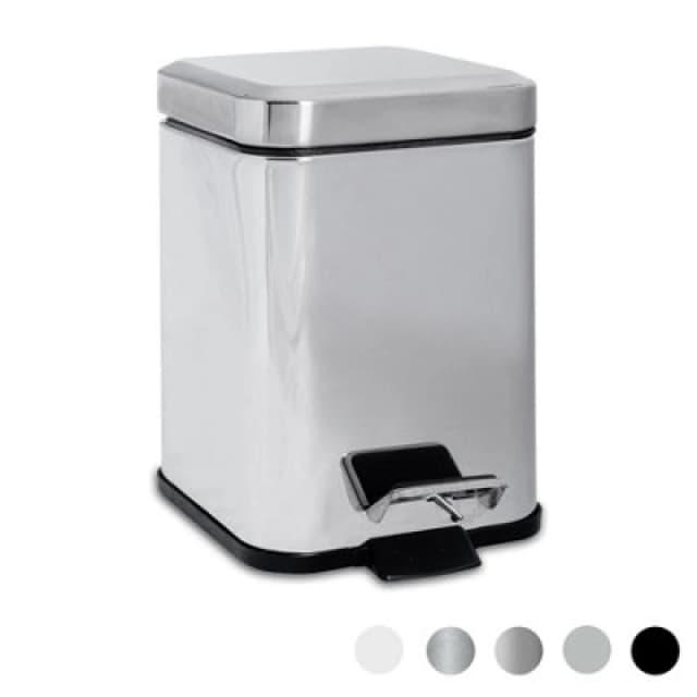Harbour Housewares Bathroom Pedal Bin - 3L - Chrome - Square Stainless Steel Slim Rubbish Dustbin Lid And Inner Liner Bucket
