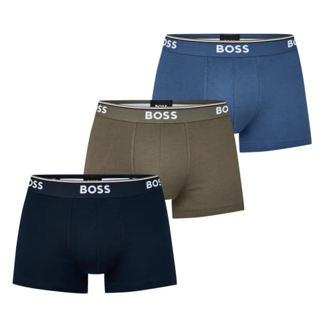 Boss 3 Pack Power Boxer Shorts - Blue Blue L
