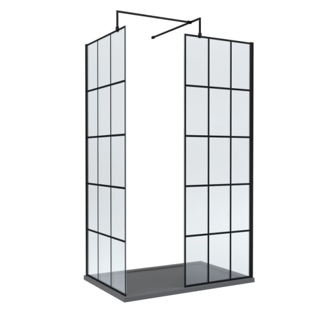 Balterley 8mm Glass Wetroom Screens Frame Design and Tray 1200 x 900mm Grey