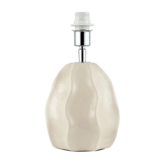 Happy Homewares Cream Gloss Ceramic Ripple Effect Table Lamp Base With Crackle Design