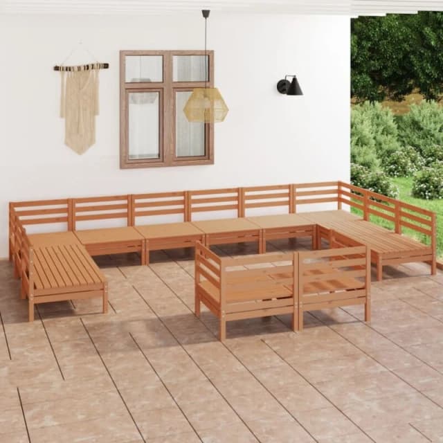 VIDAXL 12 Piece Garden Lounge Set Honey Brown Solid Wood Pine Vidaxl 8720286692523