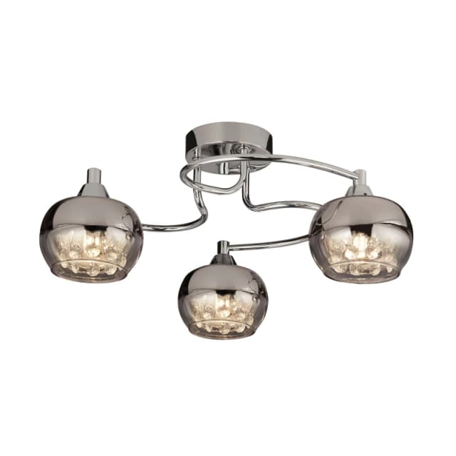 Lighting Collection Laverne 3Lt Rose Chrome Ceiling Flush