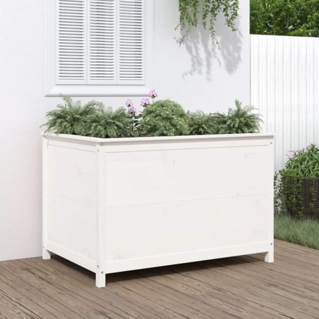 vidaXL Garden Raised Bed White 119.5x82.5x78cm Solid Pine, White 825311