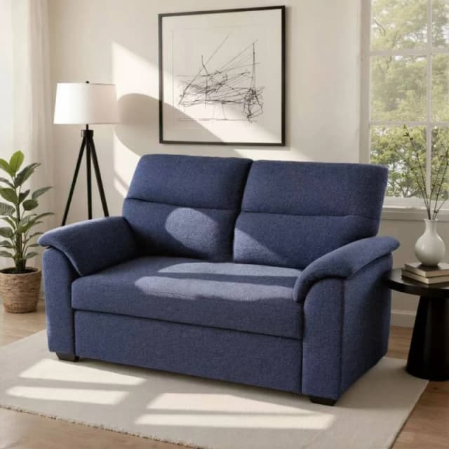 Home Garden Direct Tivoli - 2 Seater Pull out Sofa Bed in Luxury Boucle Woven Fabric in Blue Blue Unisex 2 Seater