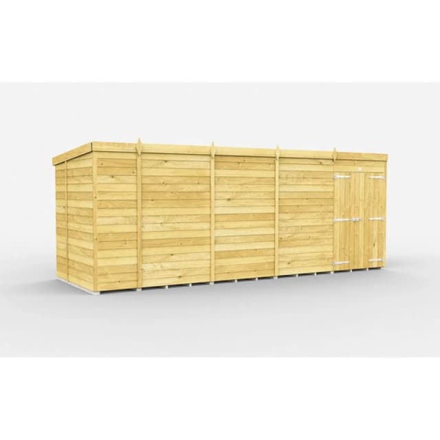Buttercup Farm 17 x 6 Feet Pent Shed - Double Door W/O Window - L178 x W492 x H201cm in Brown Brown Unisex