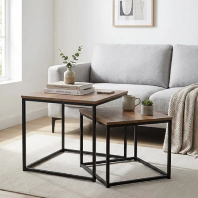 Garden Greatness Duo Relica Square Real Wood Nesting Tables