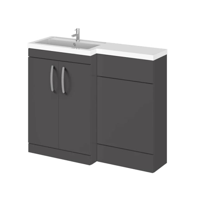 Balterley Left Hand Vanity Basin and WC Combination Furniture Unit Grey 1100mm Grey
