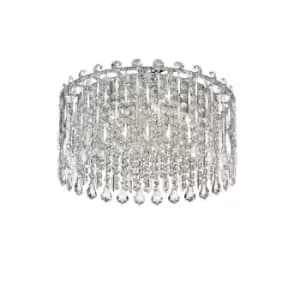 Impex Alita 5 Light Flush Ceiling Light Chrome Crystal