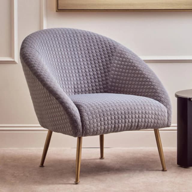 Orsina Grey Occasional Chair, Luxury Grey Velvet Occasional Chair, Comfortably Fashionable Grey And Gold Chair