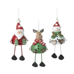 Santa Snowman & Deer Tree Decorations (Set of 3)