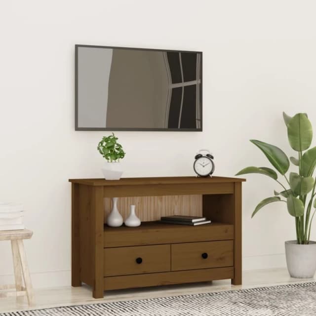 vidaXL TV Cabinet Honey Brown 79x35x52cm Solid Wood Pine, Brown 821500