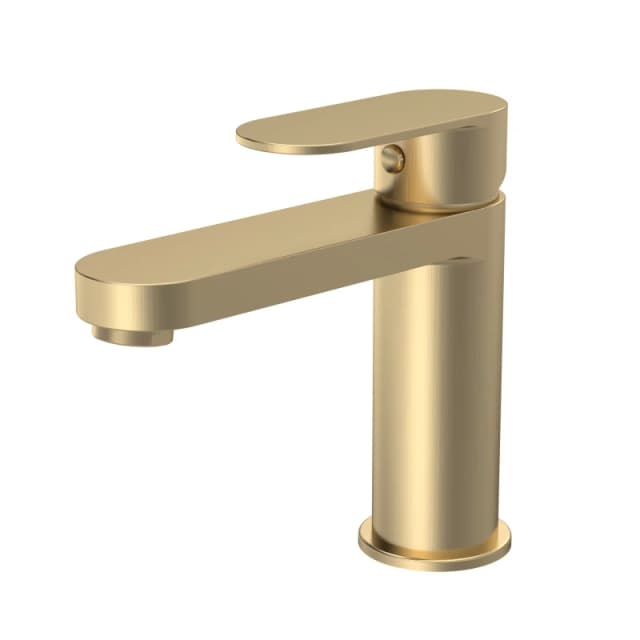 Balterley Cascade Round Mono Basin Mixer Tap & Push Button Waste - Brushed Brass in Metallics Metallics Unisex