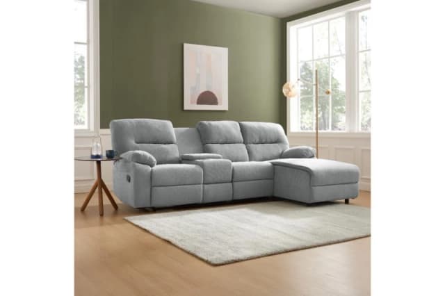 Home Detail Jacob 3 Seater Recliner Sofa With Chaise Light Grey