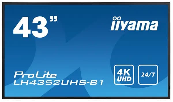 iiyama LH4352UHS-B1 signage display Digital signage flat panel 108cm (42.5") IPS 500 cd/m 4K Ultra HD Black Built-in processor Android 8.0 24/7