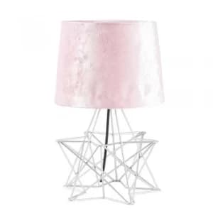 Sadira Table Lamp in Silver with Pink Velvet Shade