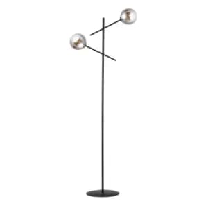 Emibig Linear Black Multi Arm Floor Lamp with Graphite Glass Shades, 2x E14
