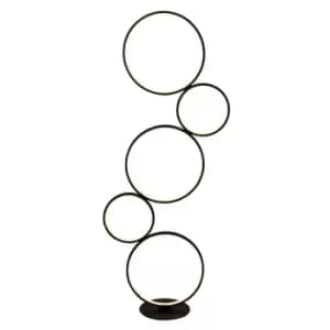 5 Light LED Ring Floor Light, Matt Black