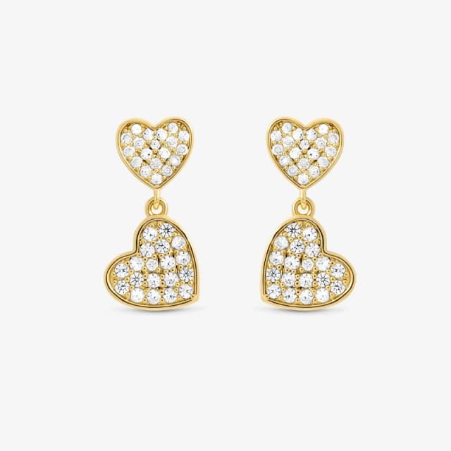 Jon Richard 18K Gold Plated Micro Pave Heart Earrings Gold female One Size