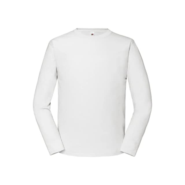 Fruit Of The Loom Fruit of the Loom Men Iconic Premium Plain Long-Sleeved T-Shirt in White Size: X-Small White XS Male 5063377247701