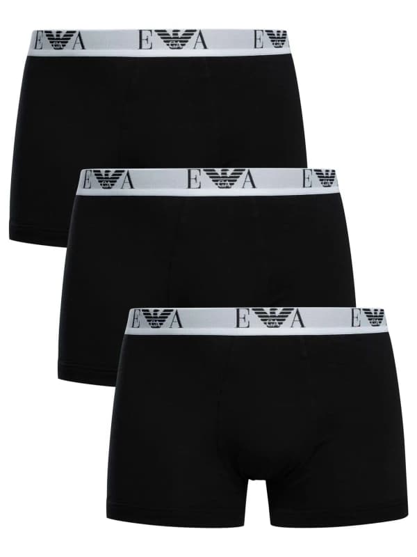 Emporio Armani 3 Pack Stretch Cotton Trunks Black/White L