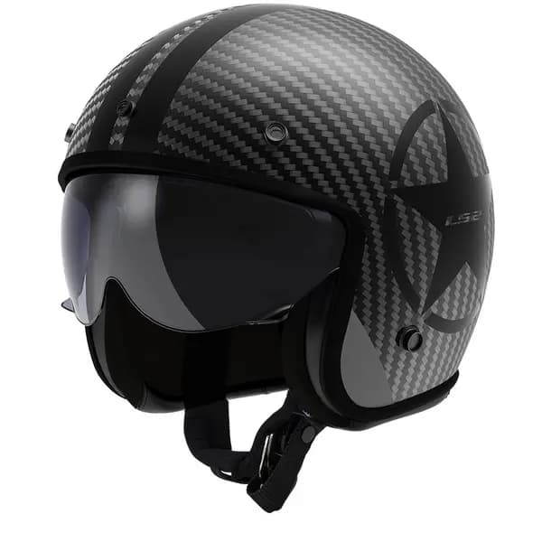 LS2 OF601 Bob II Carbon Star Black 06 Jet Helmet Size XS