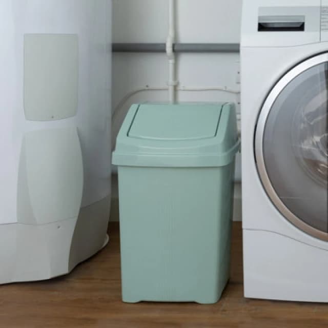 Wham High Grade 25L Plastic Flip Top Bin, 25Ltr Medium Waste Bin Silver Sage
