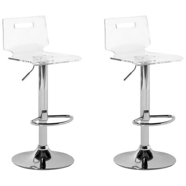 Beliani Set Of 2 Bar Chairs Malta Swivel Transparent