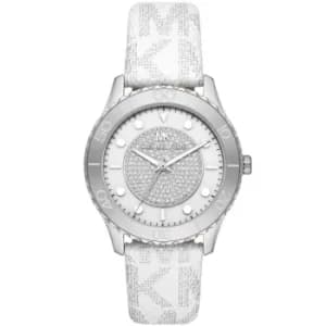 Michael Kors Runway Three-Hand White Metallic PVC Watch