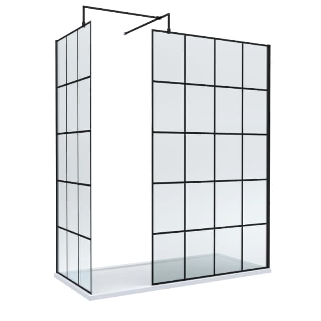 Balterley 8mm Glass Wetroom Screens Frame Design and Tray 1700 x 900mm White