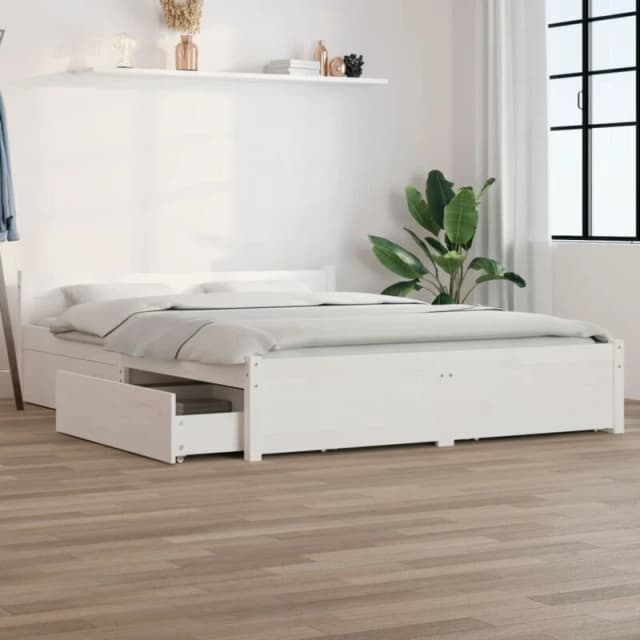 VIDAXL 3103560 Bed Frame without Mattress with Drawers White 140x200cm (815045+815000) Vidaxl 8720287012559