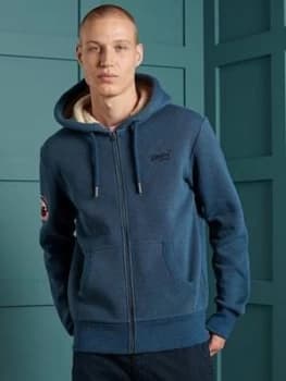 Superdry Orange Label Winter Zip Hoodie - Navy, Size XS, Men