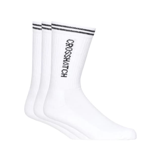 Crosshatch Crosshatch Men Peppy Sports Socks 3pk in White White One Size Male 5059294596381