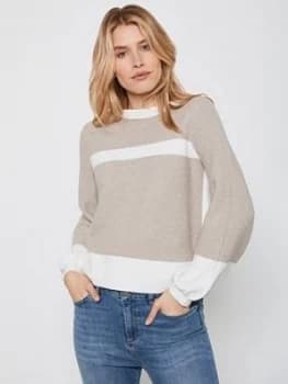 Mint Velvet Blocked Easy Jumper - Neutral Size L, Women