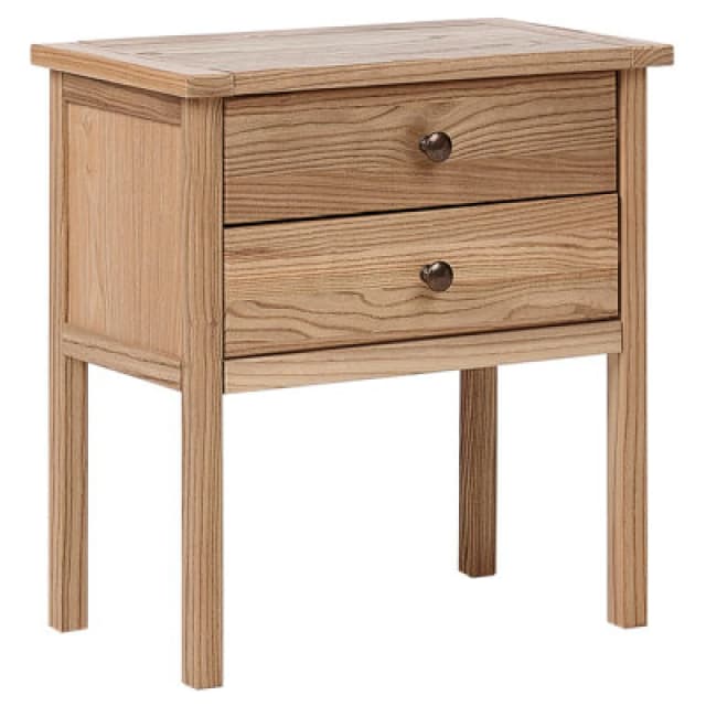 Beliani 2 Drawer Bedside Table Salton Sassafras Wood Brown