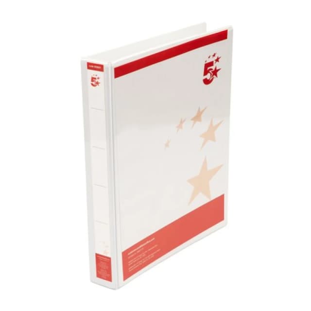 5 Star Office A4 25mm 2D Presentation Ring Binder White (10 Pack) 933031