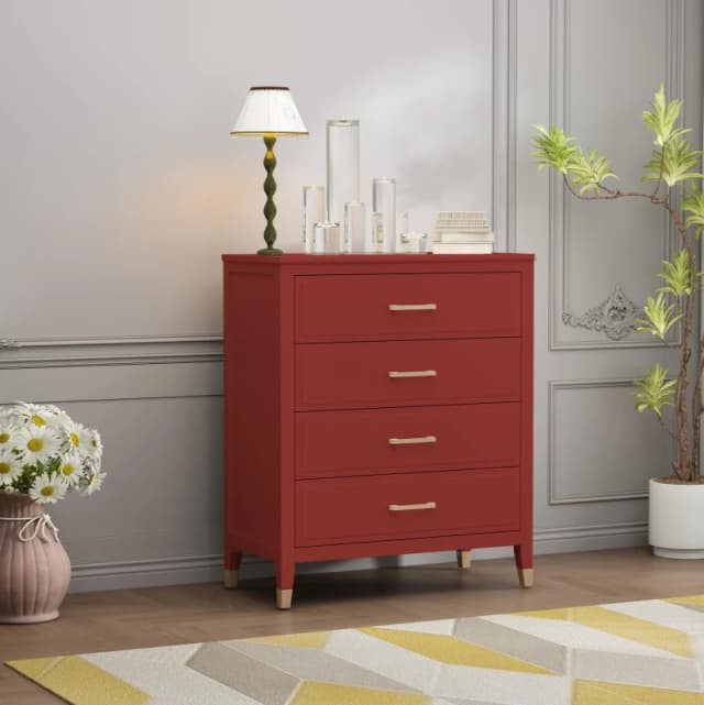 Cabinet Bits Palazzi 4 Drawer Chest of Drawers in Red Red Unisex