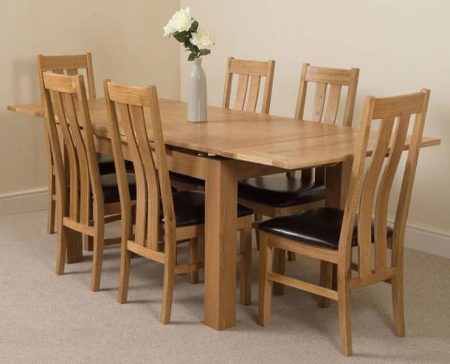 Thats Furniture Richmond 140-220cm Oak Extending Dining Table & 6 Princeton Chairs in Brown Brown Unisex