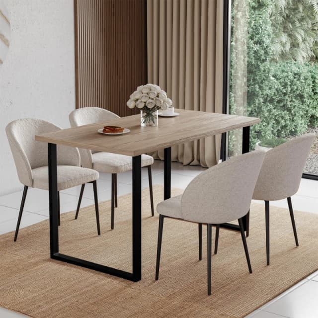 Lassic 4 Seater Dining Table With U Shape Legs Oak unisex 4 Seater