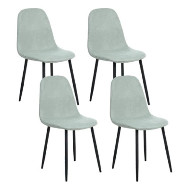Beliani Set Of 4 Dining Chairs Crandall Fabric Light Green