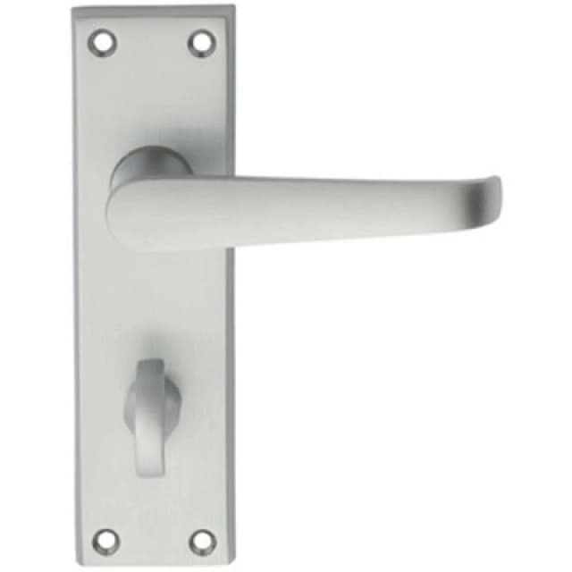 Loops PAIR Straight Victorian Handle on Bathroom Backplate 150 x 43mm Satin Chrome Multi