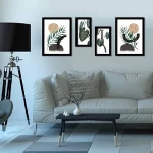 4P3040SCT007 Multicolor Decorative Framed MDF Painting (4 Pieces)