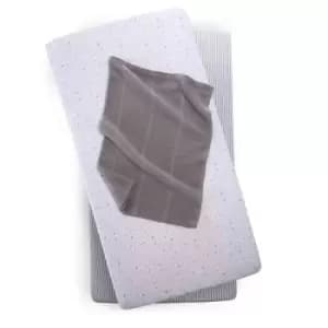 Clair de Lune 3 Piece Stars & Stripes Bedding Set - Cot Bed - Grey