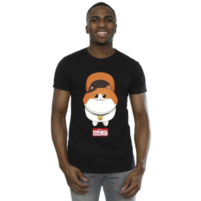 Disney Men Big Hero 6 Baymax Kitten Face T-Shirt in Black Size: Small Black S Male 5059934824768
