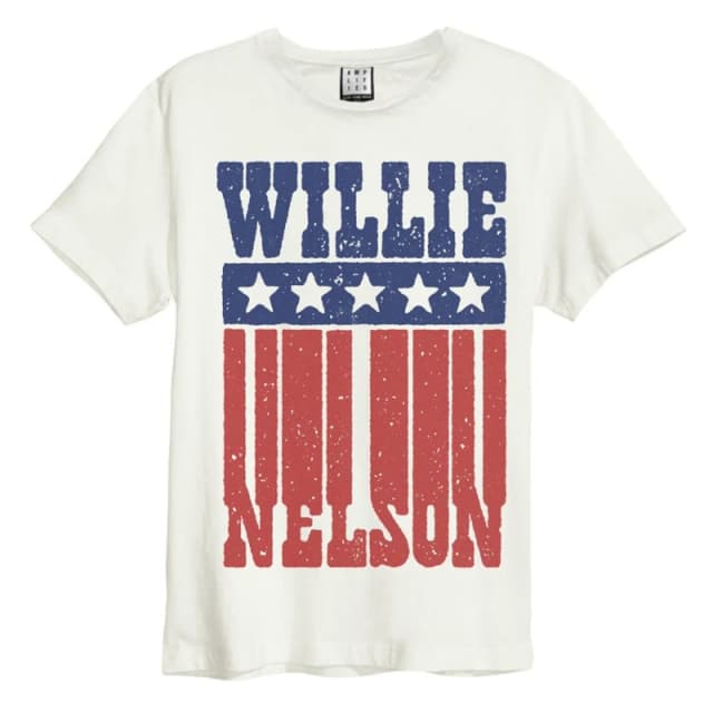 Amplified Amplified Men Flag Willie Nelson T-Shirt in White Size: Small White S Male 5063107615886