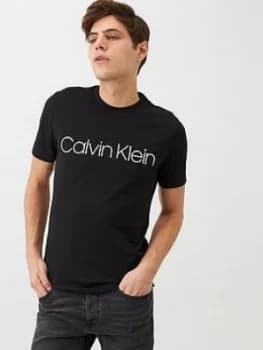 Calvin Klein Front Logo T-Shirt - Black, Size 2XL, Men