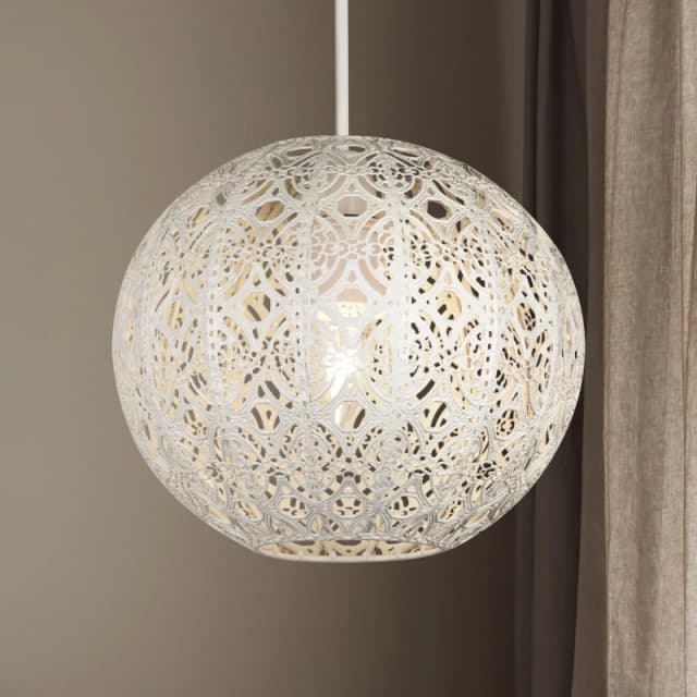 Lighting Collection Cream Fretwork Globe Shade Cream unisex One Size