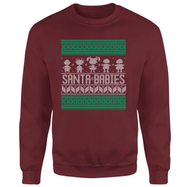 Rugrats Santa Babies Christmas Jumper - Burgundy - L