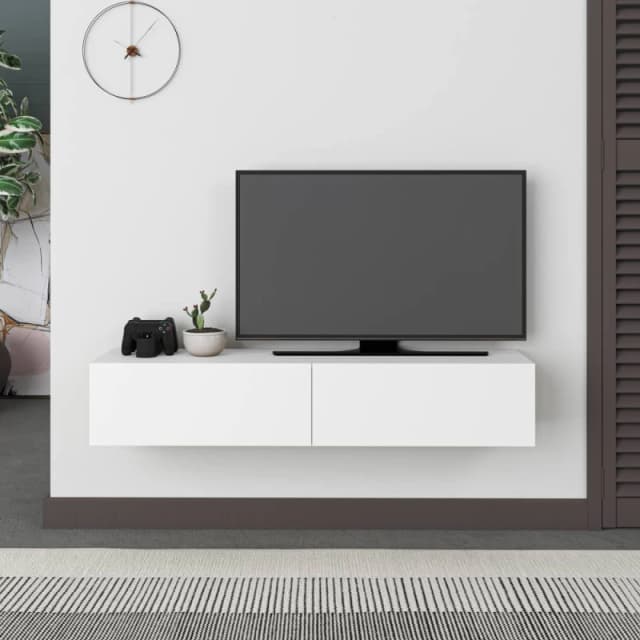 Decortie Francy' Modern TV Unit with Storage TV Cabinet 135cm in White Size: 1 Pack White Unisex 1 Pack