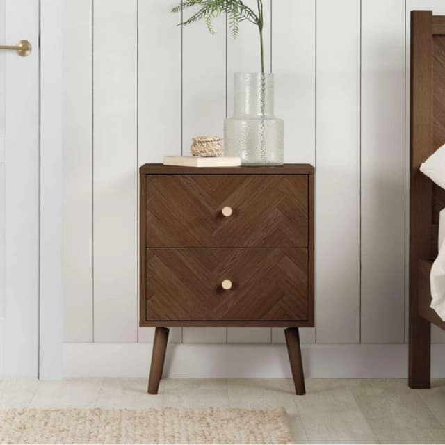 Birlea Herringford Walnut 2 Drawer Bedside Table